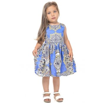 Rochie fara maneci cu imprimeu