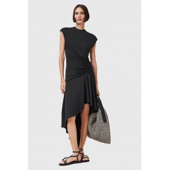 Rochie midi cu croiala asimetrica si talie elastica Annalie