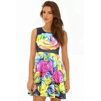Rochie plisata cu imprimeu floral