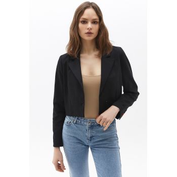 Sacou crop uni din amestec de bumbac