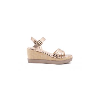 Sandale wedge din piele ecologica