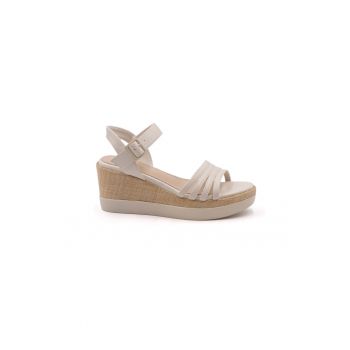 Sandale wedge din piele ecologica