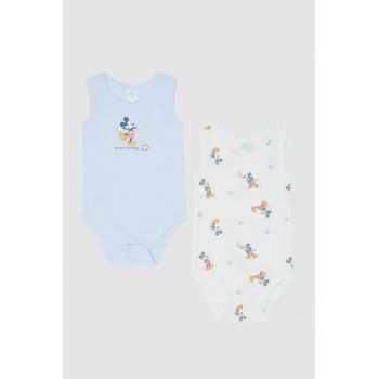 Set de body-uri din bumbac cu imprimeu Mickey Mouse - 2 Piese