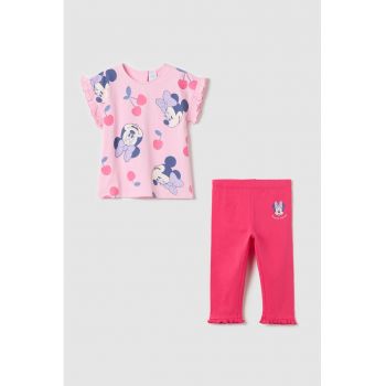 Set de tricou cu imprimeu Minnie Mouse si colanti