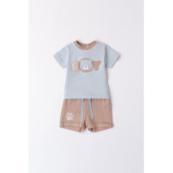 Set de tricou si pantaloni scurti cu imprimeu - 2 Piese