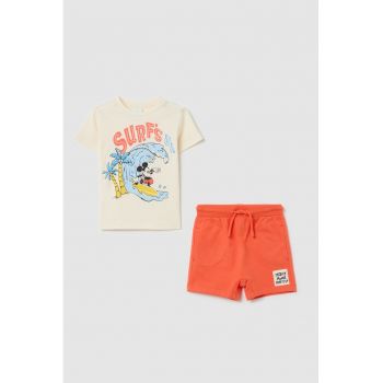 Set de tricou si pantaloni scurti cu imprimeu Mickey Mouse