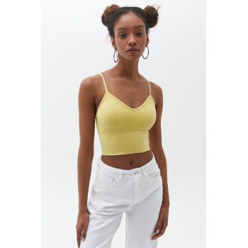 Top crop cu decolteu in V