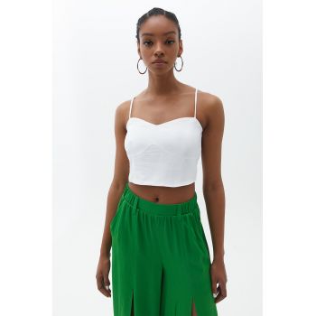 Top crop uni cu bretele ajustabile