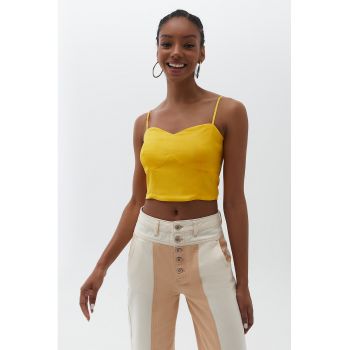 Top crop uni cu bretele ajustabile