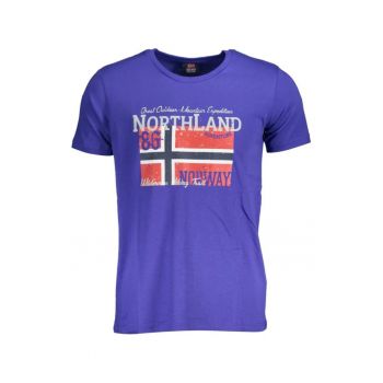Tricou barbati - cu imprimeu cu logo - Regular fit - Albastru deschis