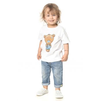 Tricou cu decolteu la baza gatului si imprimeu