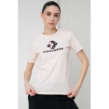 Tricou cu imprimeu logo contrastant