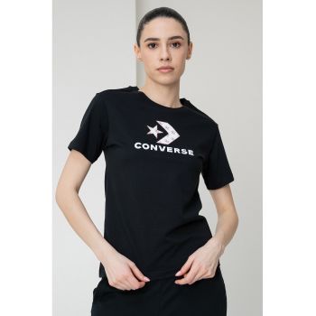Tricou cu imprimeu logo contrastant