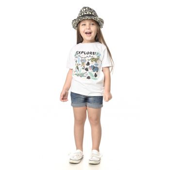 Tricou cu imprimeu si maneci cazute