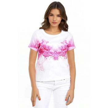 Tricou de bumbac cu imprimeu abstract