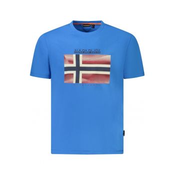 Tricou din bumbac barbati - cu imprimeu cu logo - Regular Fit - Albastru deschis -