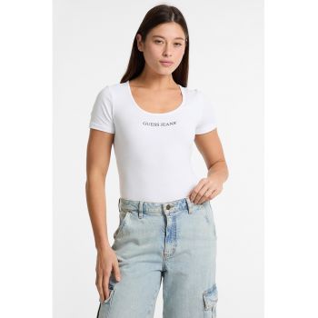 Tricou slim fit cu logo pe piept