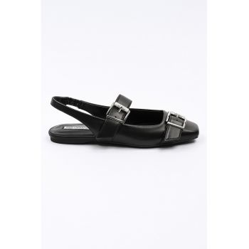 Balerini slingback de piele cu varf patrat