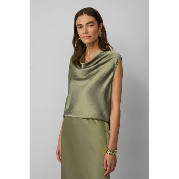 Bluza cu maneci scurte si aspect satinat