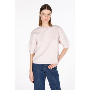 Bluza din amestec de bumbac cu maneci bufante