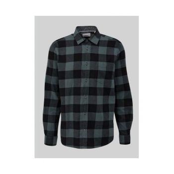 Camasa cu maneca lunga - barbati big size - imprimeu in carouri si croiala Regular fit - Verde inchis