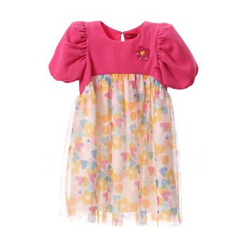 Rochie combi cu maneci bufante