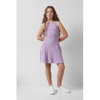 Rochie scurta cu croiala in A - fara maneci - cu decupaj pe spate