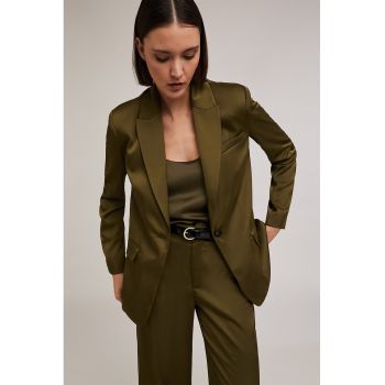 Sacou din satin cu buzunare cu clapa