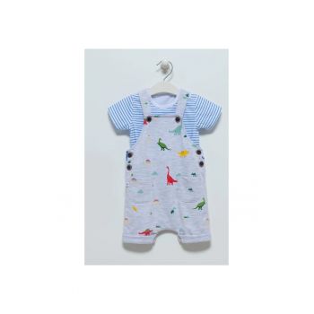 Salopeta copii -  gri - 74 cm - cu tricou asortat