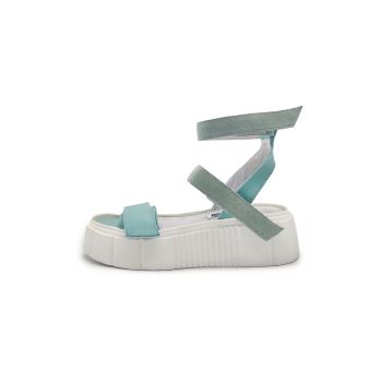Sandale wedge din piele si piele intoarsa