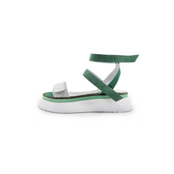 Sandale wedge din piele si piele intoarsa
