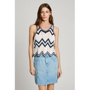 Top din tricot cu decolteu in V