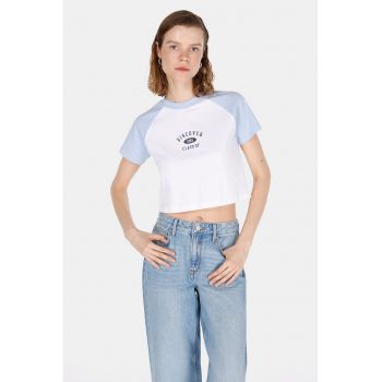Tricou crop cu maneci raglan