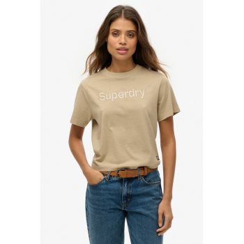 Tricou cu decolteu la baza gatului si broderie logo