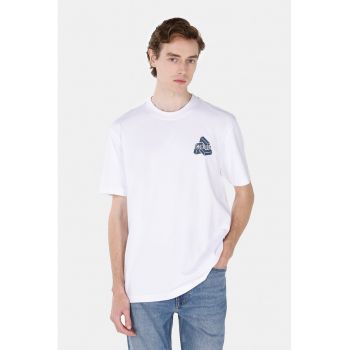 Tricou cu decolteu la baza gatului si imprimeu grafic