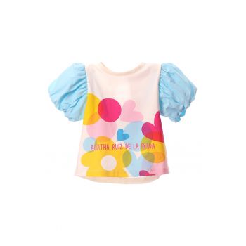 Tricou de bumbac cu funda pe partea din spate
