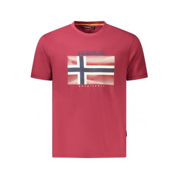 Tricou din bumbac barbati - cu imprimeu cu logo - Regular Fit - Rosu -