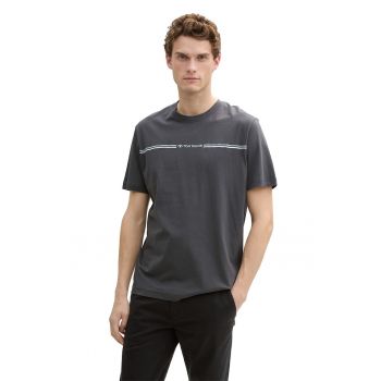 Tricou din bumbac cu decolteu la baza gatului
