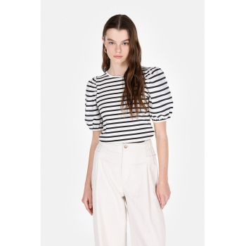 Bluza cu maneci scurte si model in dungi