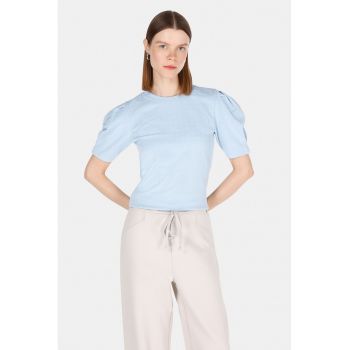 Bluza cu model floral si maneci bufante