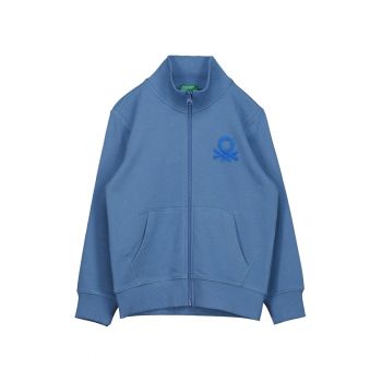 Bluza de trening din bumbac cu fermoar si buzunare frontale