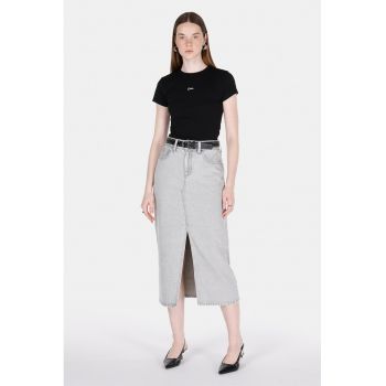 Fusta midi din denim cu slit frontal