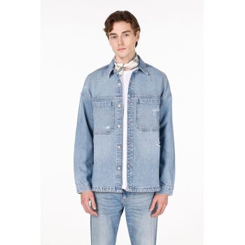 Jacheta din denim cu buzunare pe piept de firma originala