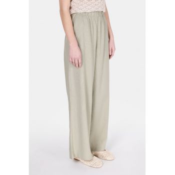 Pantaloni din amestec de in cu croiala ampla