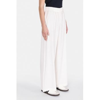 Pantaloni din amestec de in cu croiala ampla
