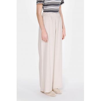 Pantaloni din amestec de in cu croiala ampla