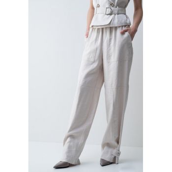 Pantaloni drepti cu talie inalta