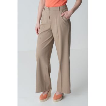 Pantaloni drepti cu talie inalta