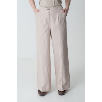 Pantaloni lungi cu croiala dreapta si talie medie