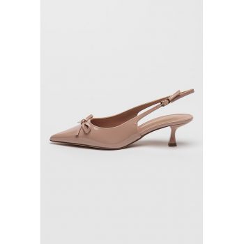 Pantofi de piele ecologica cu toc kitten si var ascutit Voguie